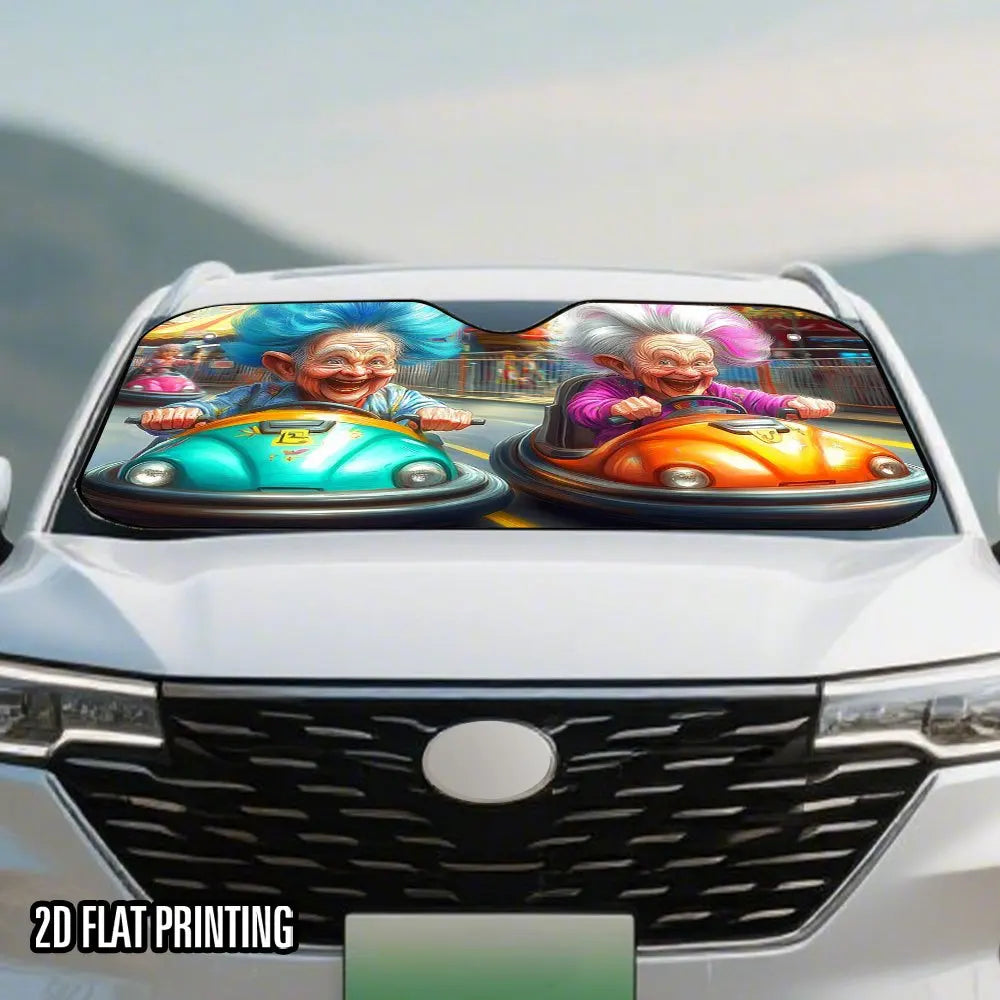 Foldable 2D Colorful Print Car Sunshade with 4 Suction Cups Car Windshield Sunshade HIP