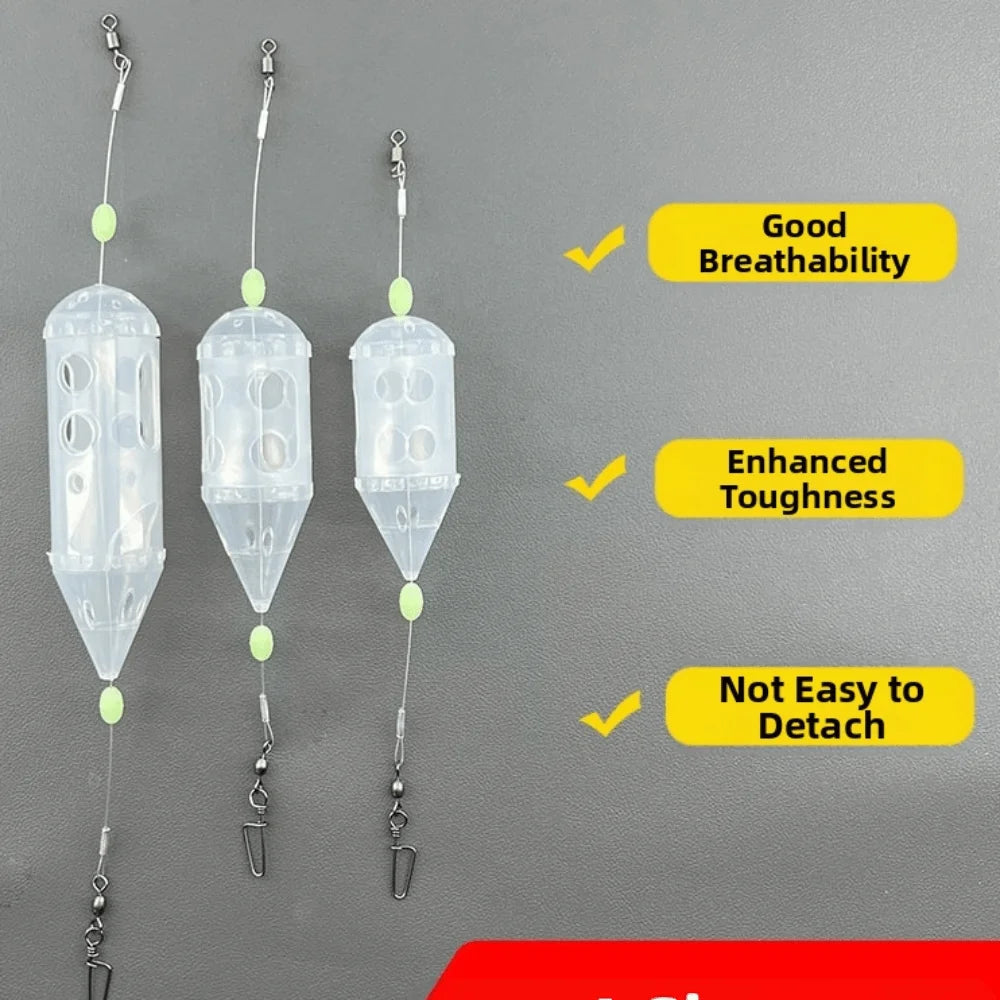 3-Pack Luminous Bait Cage Maggot Feeder Set – S, M & L Fishing Bait Feeder HIP