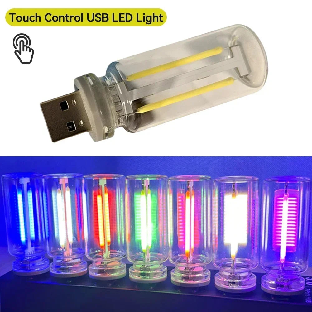 USB Touch Control LED Night Light Atmosphere Light Edison Bulb Incandescent Lamp LED Filament Light Bulb Bedroom Decoration DIY HIP