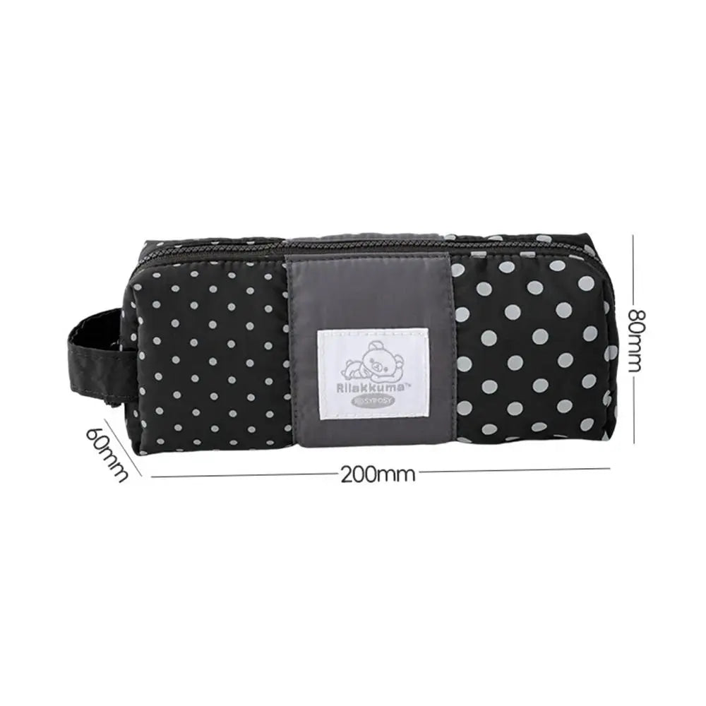 Polka Dot Canvas Pencil Case – Bear Patch Zipper Pouch Canvas Pencil Case HIP