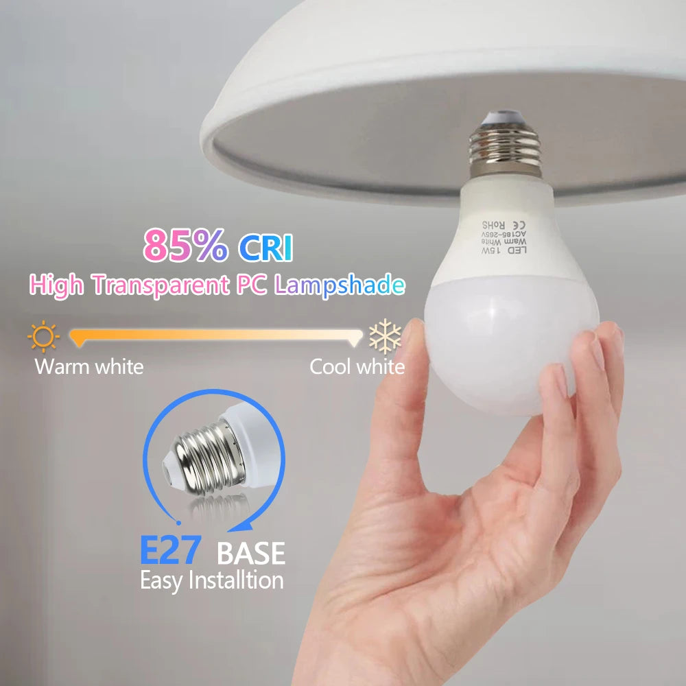 4-Pack E27 LED Bulbs 6W–18W SMD2835 | Warm & Cool White LED Light Bulbs HIP