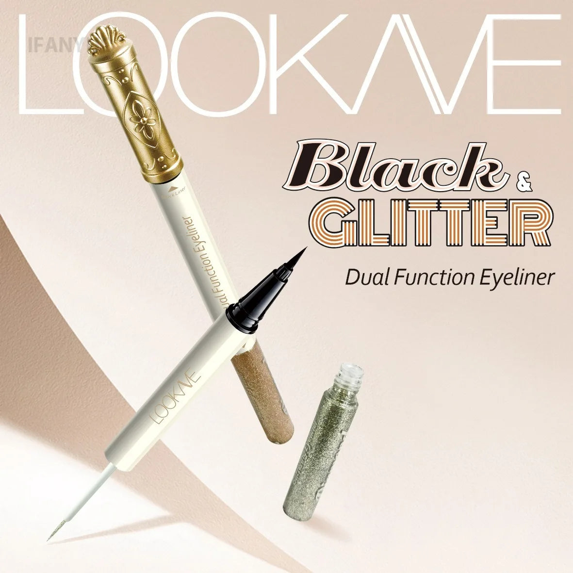 Dual Eyeliner Wand Pearlescent Diamond Eye Shadow Liquid Sequins Smooth Mini Fine Brush Black Silver Gold Glitter Eye Pigment HIP