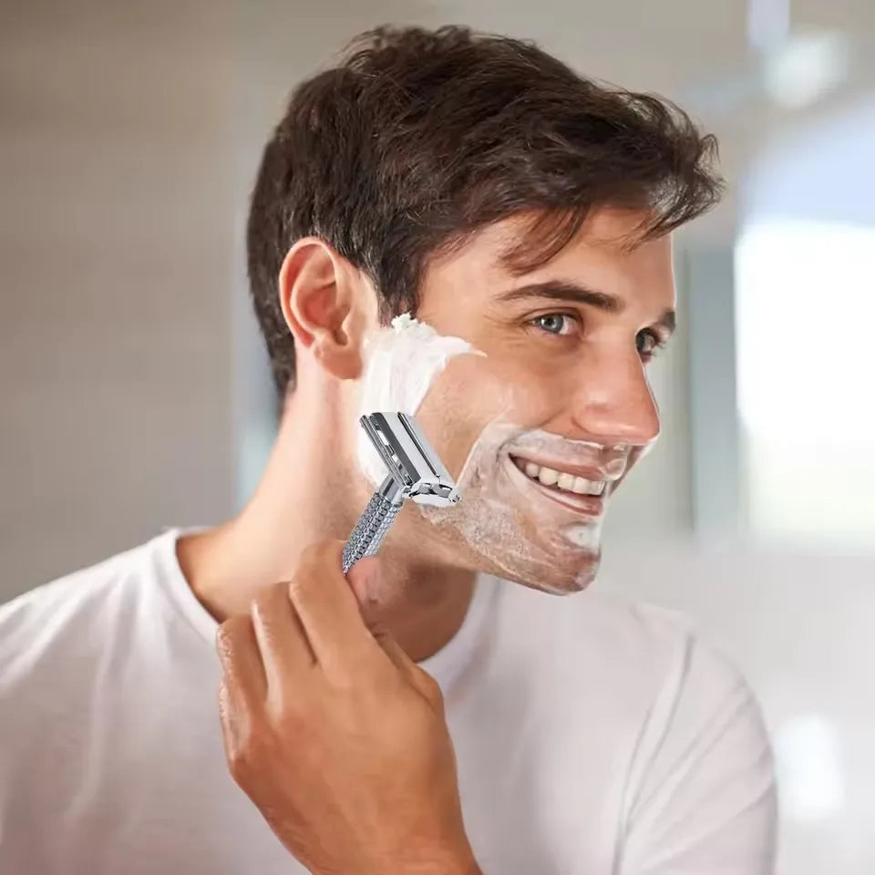 Men's Double-Edged Safety Razor – Stainless Steel Barber Shaver Safety Razor HIP