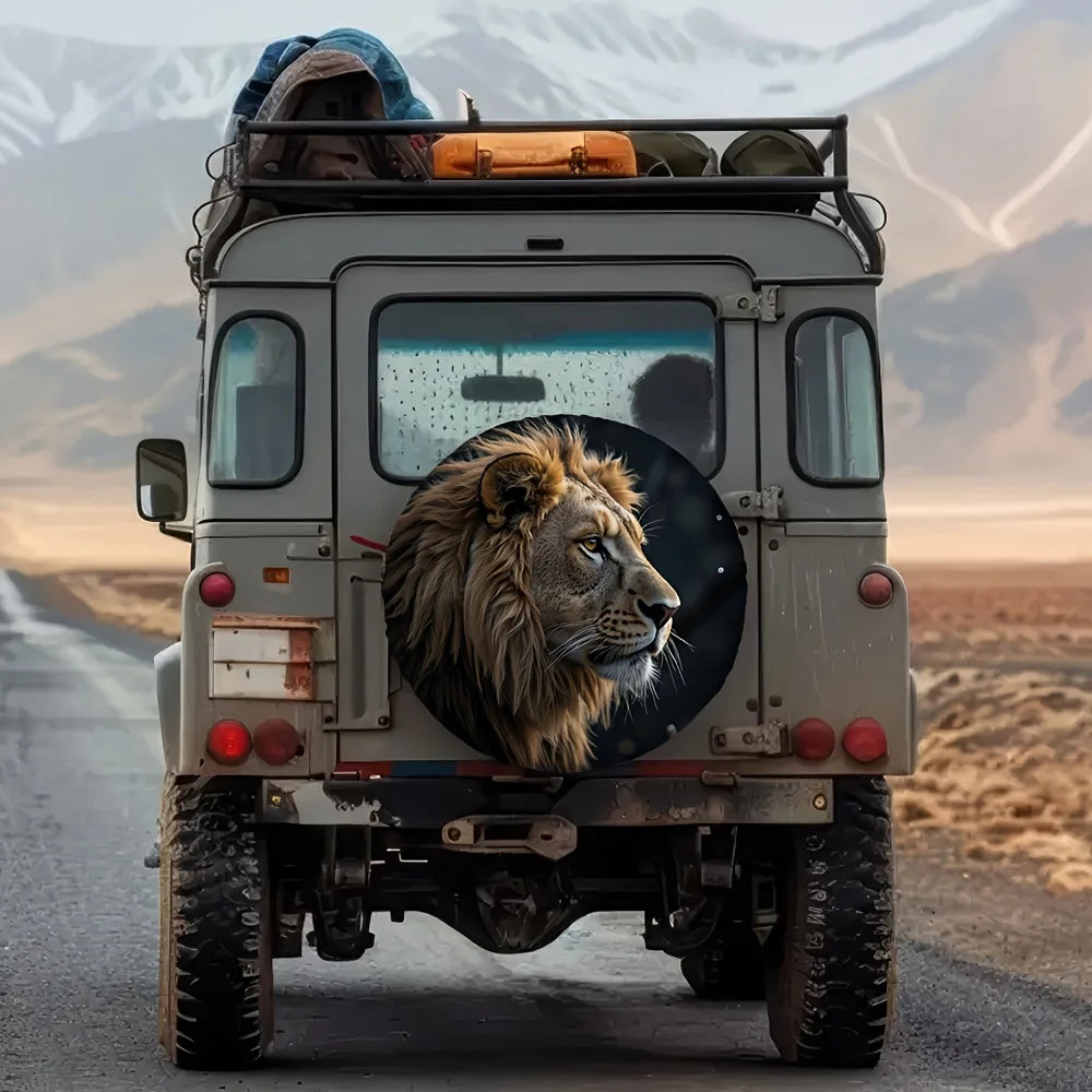 Lion Print Dustproof Spare Tire Cover – 100% Polyester Spare Tire Cover HIP