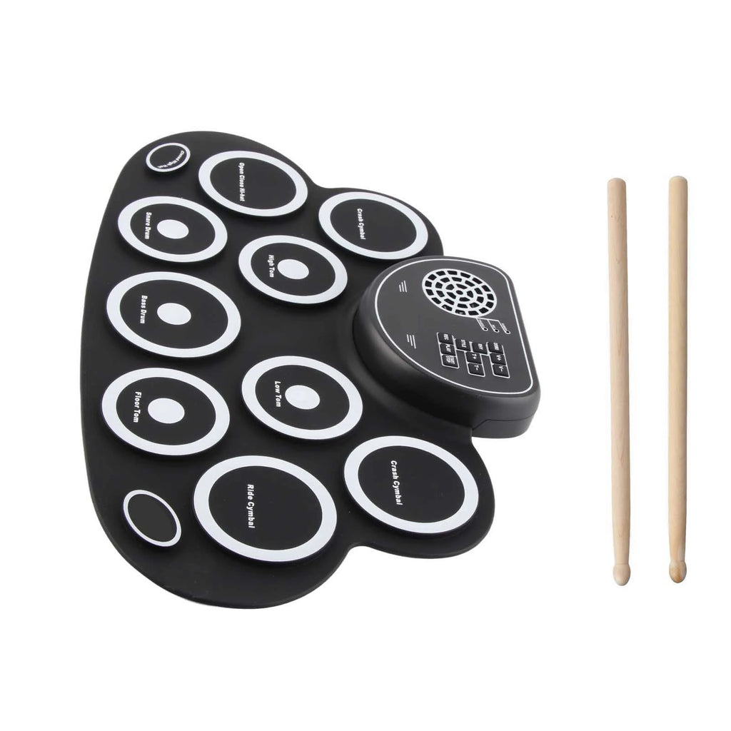Drum Pads with Speakers Roll Up Drum Set Electronic Drum Set USB Rechargeable Speaker Kids Roll Up Drum Practice Pad White HIP