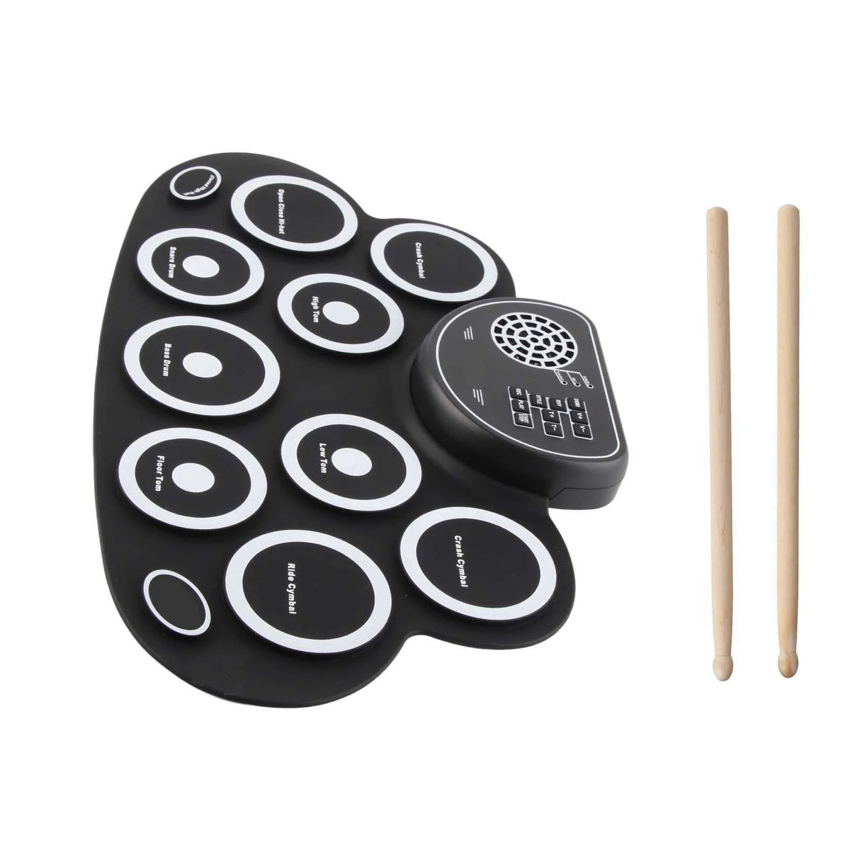 Drum Pads with Speakers Roll Up Drum Set Electronic Drum Set USB Rechargeable Speaker Kids Roll Up Drum Practice Pad White HIP