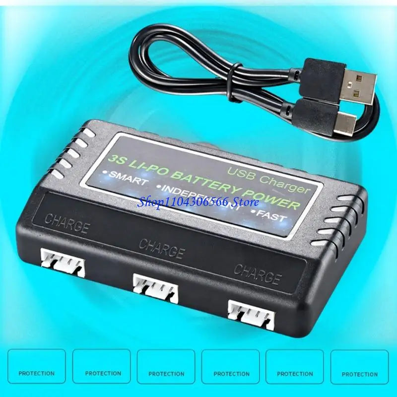 3S LiPo Battery Charger – 3-Slot Smart Charger for RC Cars RC Battery Charger HIP