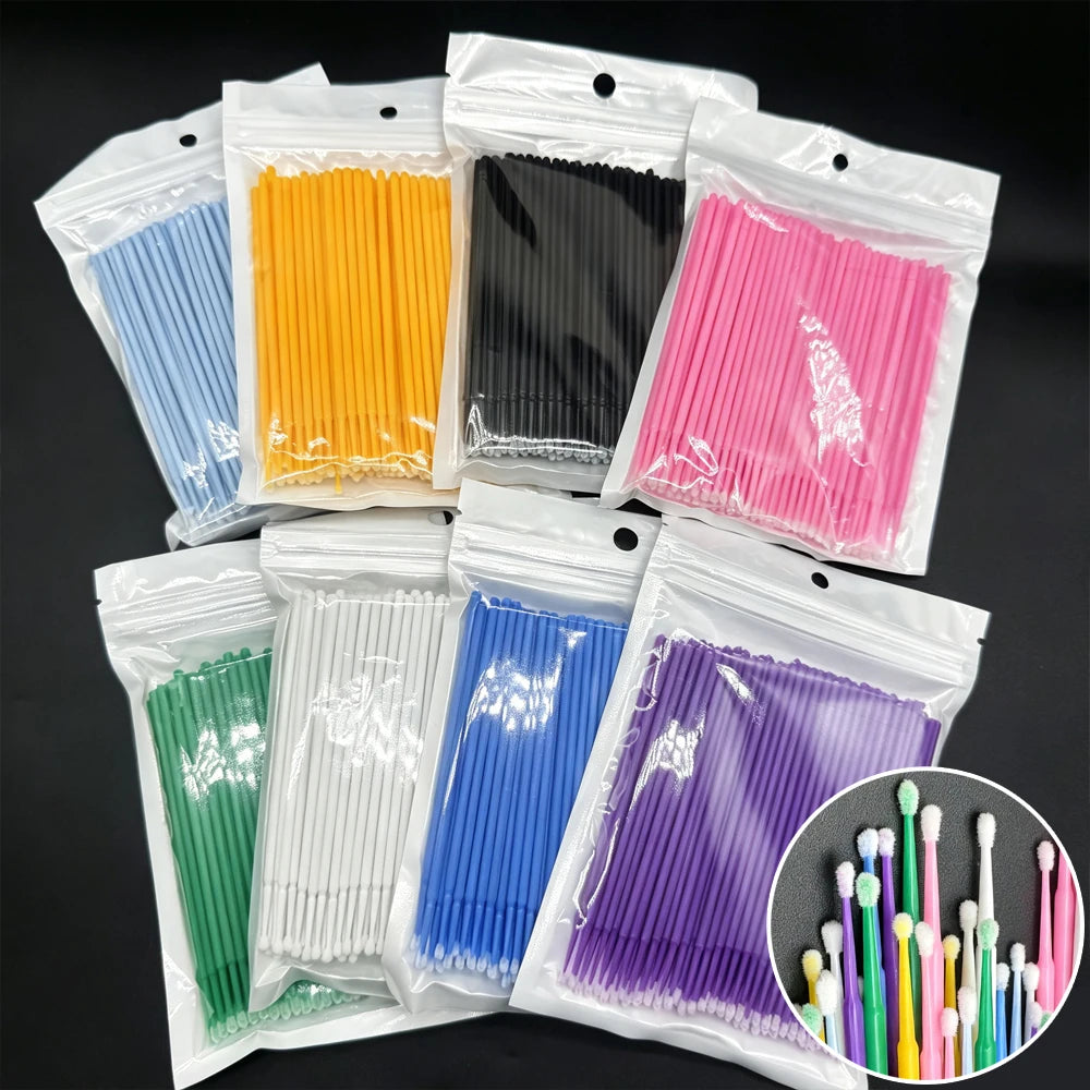 100-Pack Disposable Micro Brushes for Eyelash Extensions Lash Extension Tools HIP