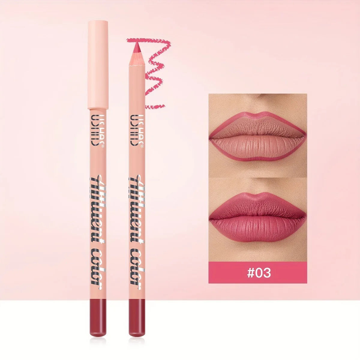 Ultra Matte Lip Liner Pencil Long-lasting Silky Smooth Outline and Filling Lips Contouring Versatile Shades for All Skin Types HIP 03