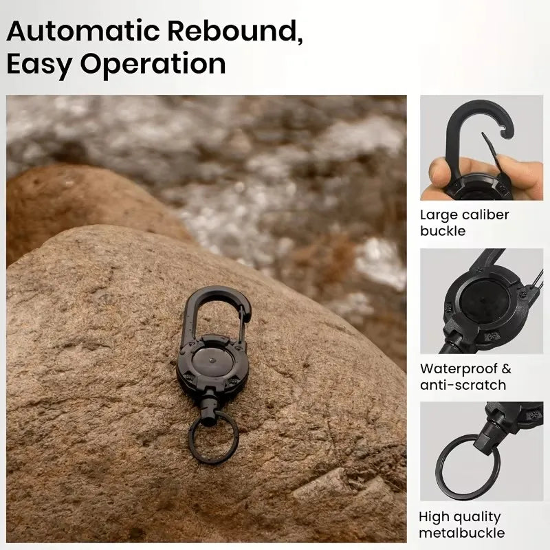 Retractable Carabiner Key Chain – 60cm Wire Rope Snap Clip Retractable Key Clip HIP