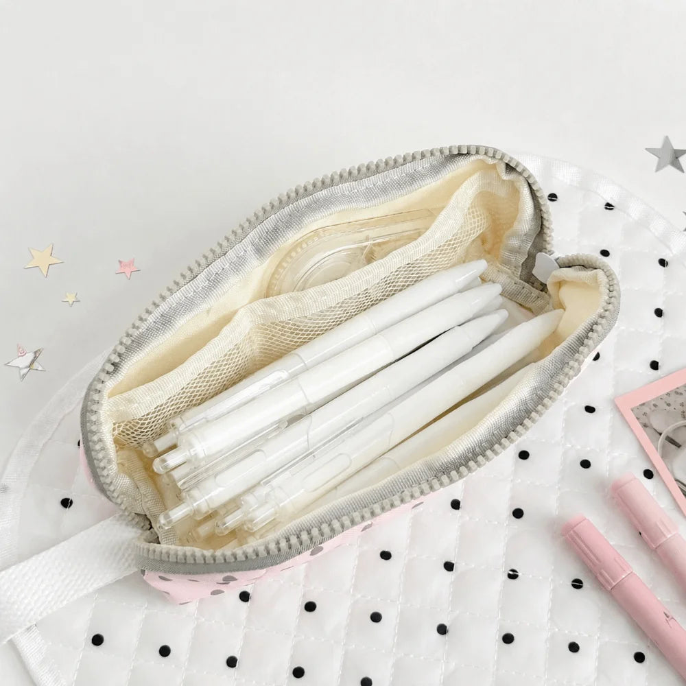Korean Polka Dot Pencil Case – Large Capacity Stationery Bag Pencil Case HIP