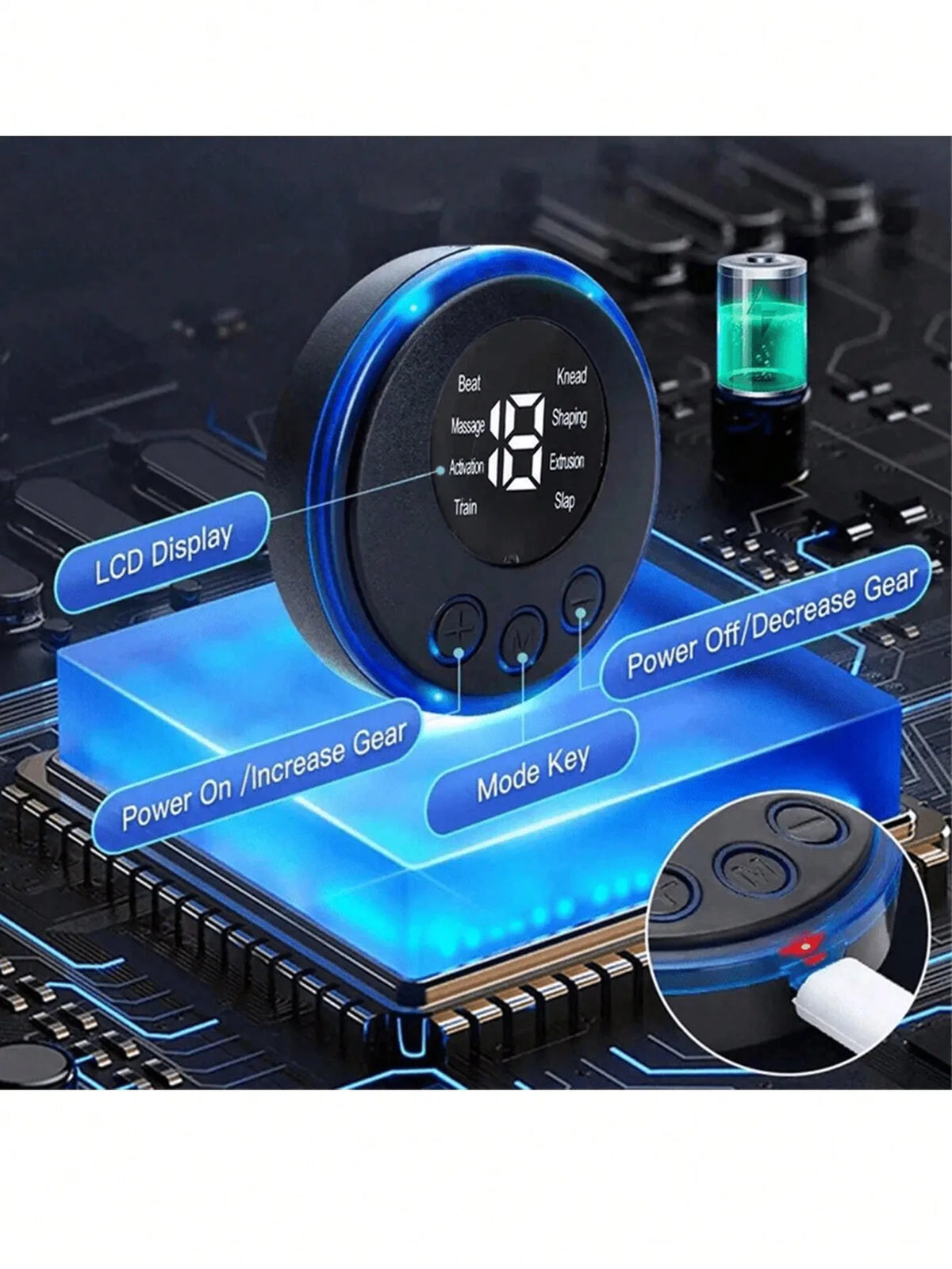 EMS Neck & Back Massager – 8 Mode LCD Pulse Stimulator EMS Neck Massager HIP