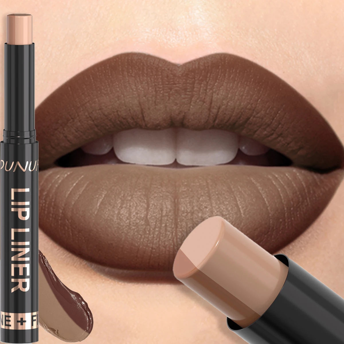 Two-Tone Gradient Lip Liner Lipstick Pen Matte Velvet Nude Pink Lip Makeup Long Lasting High Pigment Smooth Lip Contour Cosmetic HIP 04