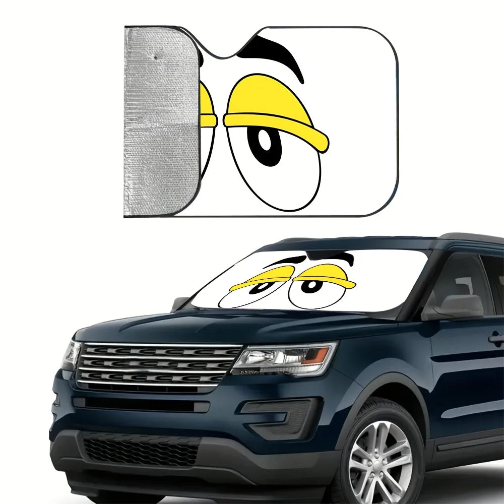 Cartoon Yellow Eye Foldable Car Sunshade – Universal Fit Car Sunshade HIP