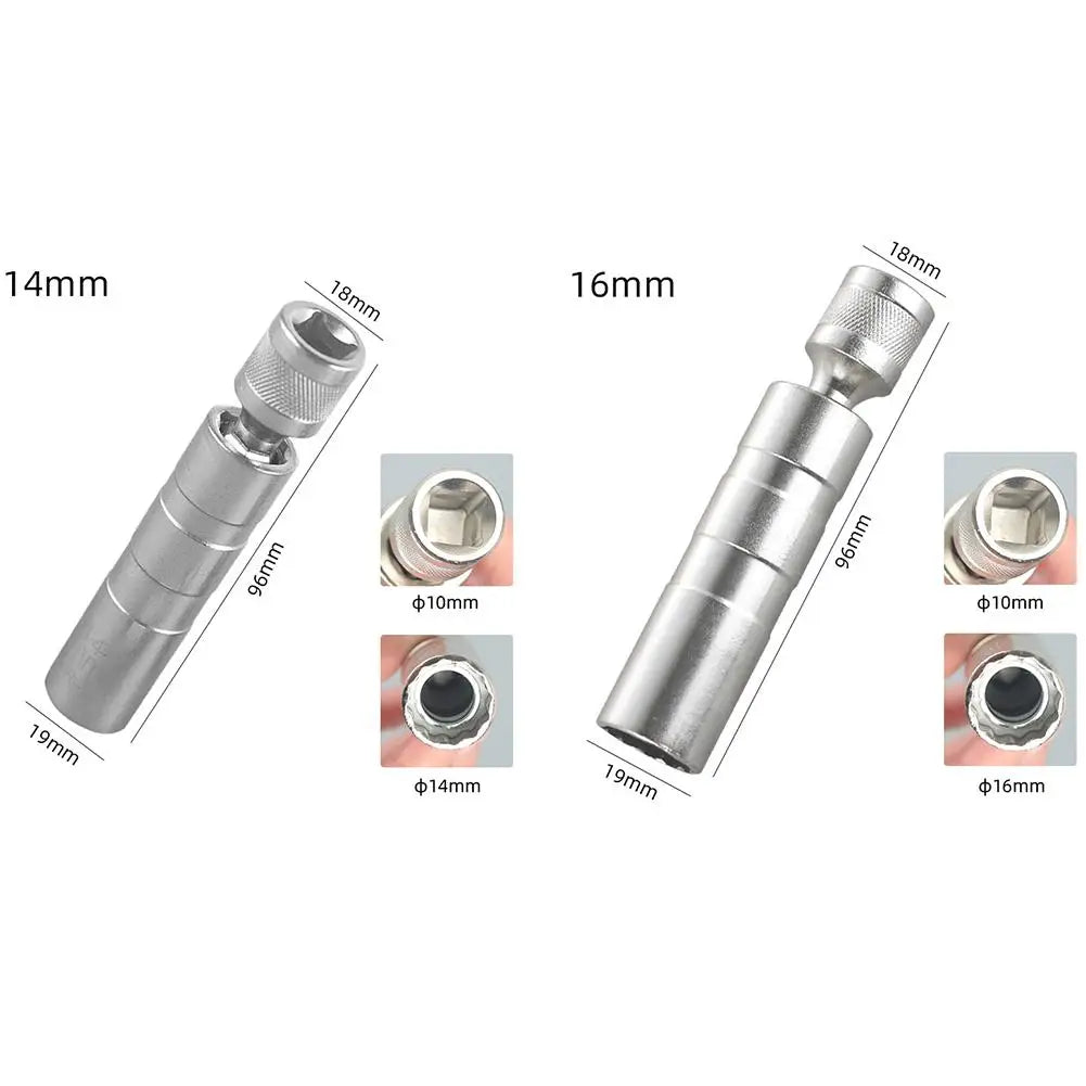 Universal Joint Spark Plug Socket 14/16MM Magnetic Spark Plug Socket Set 12 Angle Flexible Socket Wrench Socket Wrench Adapter HIP