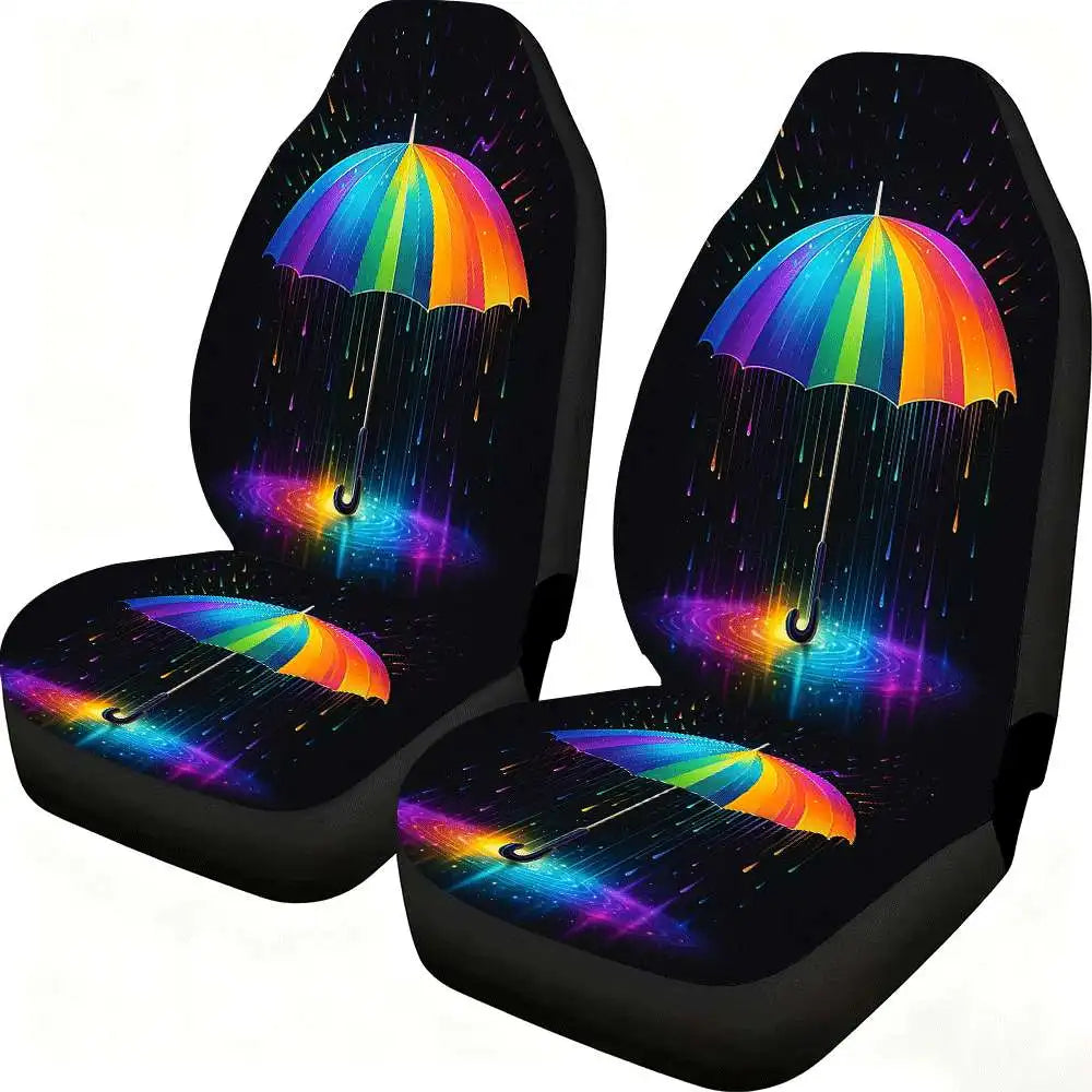 Rainbow Umbrella Car Seat Covers – High Back Polyester Car Seat Covers HIP