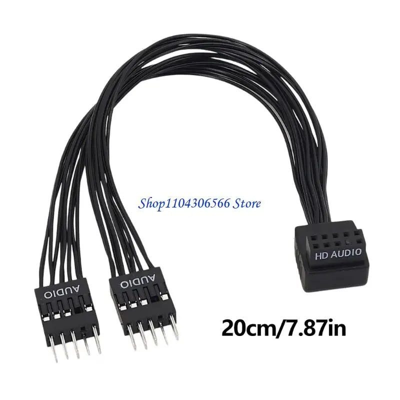 HD Audio 9-Pin Splitter Cable – 90° Dual Port for PC Audio Splitter Cable HIP