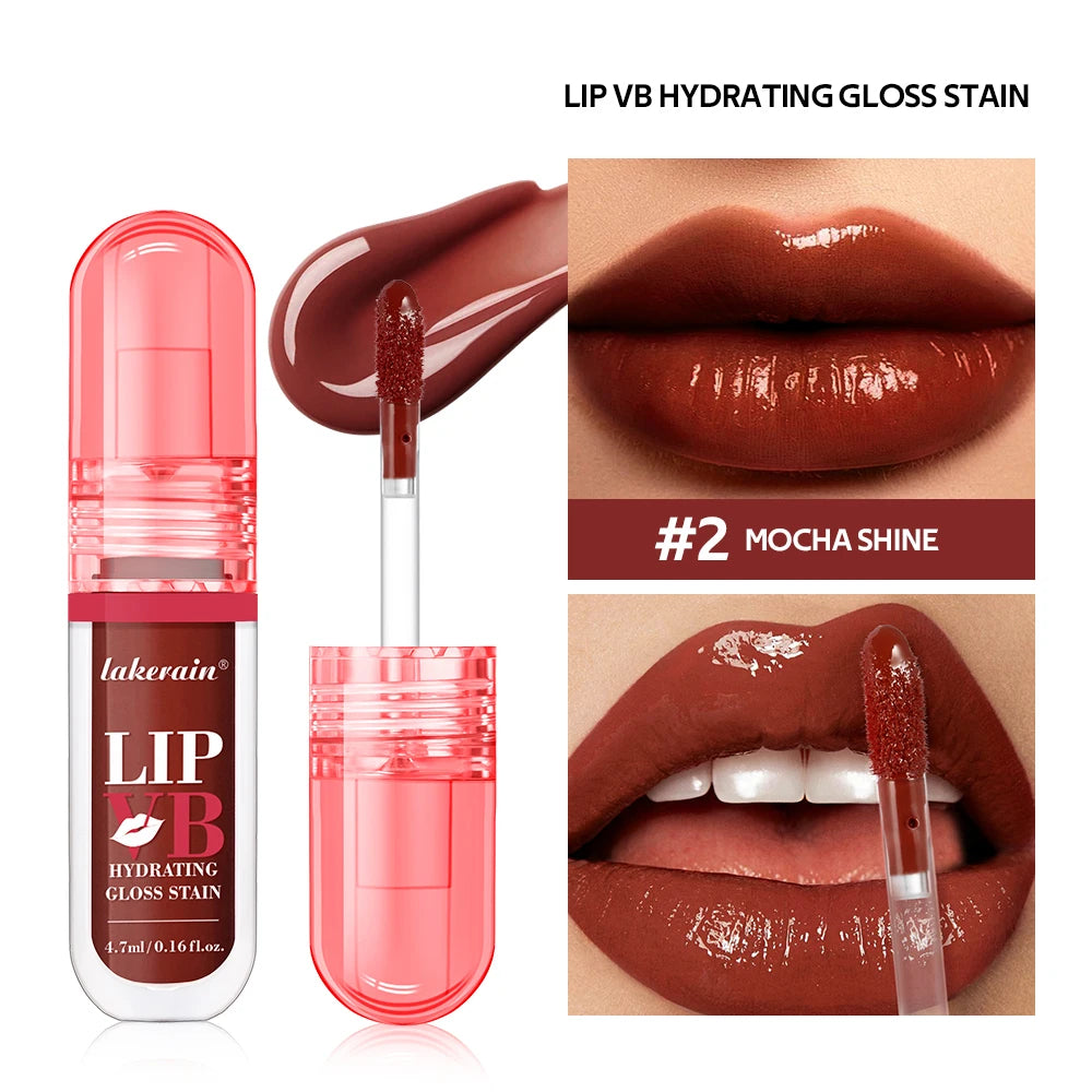 Lip Stain Vb Hydrating Gloss Stain 12HR Hydration Long-Lasting Moisturize Nourish Lips Hydra Honey Instant Glossy Wetness Makeup HIP 2Mocha Shine