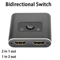 4K HDMI Bidirectional Switch 2 In 1 Out / 1 In 2 Out HDMI Switcher HIP black