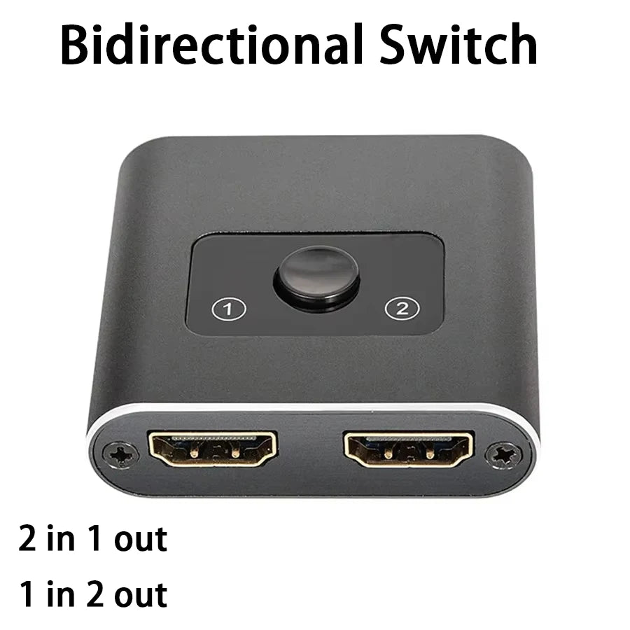 4K HDMI Bidirectional Switch 2 In 1 Out / 1 In 2 Out HDMI Switcher HIP black
