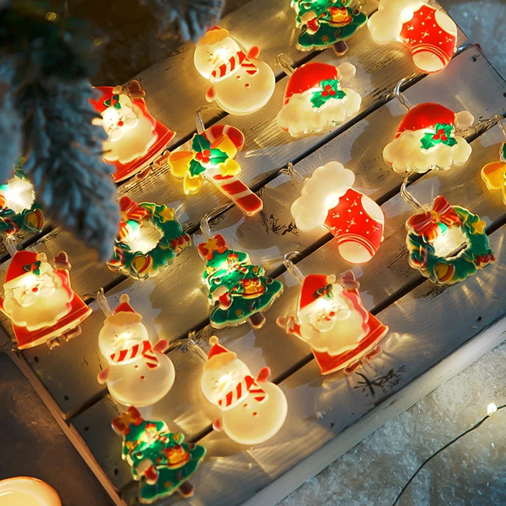 1.5m/3m/6m Battery-powered String Light Battery Powered Led Santa Claus Snowman String Lights for Christmas Party Decorations HIP