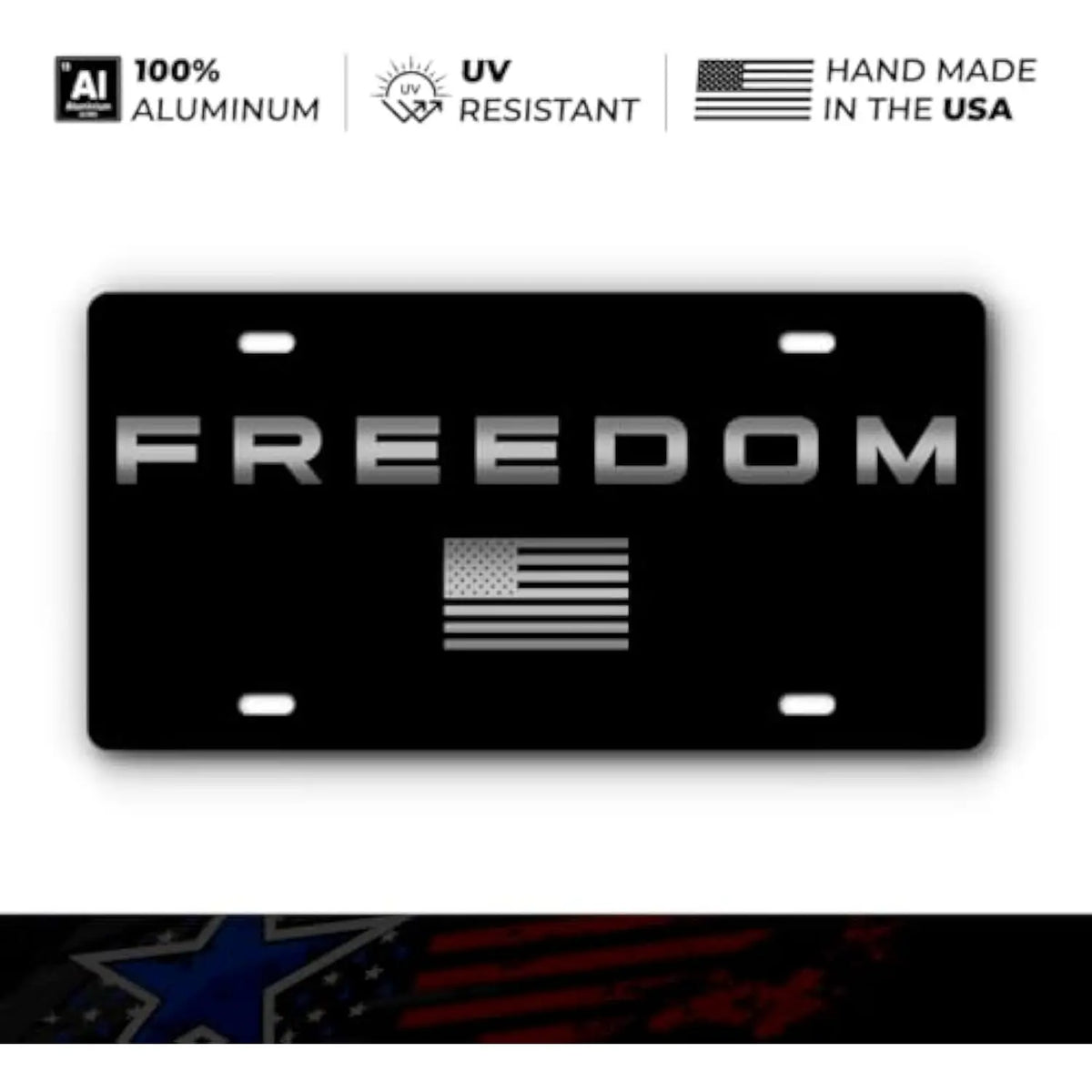 Freedom American Flag Aluminum License Plate | Patriotic Vanity Vanity License Plate HIP