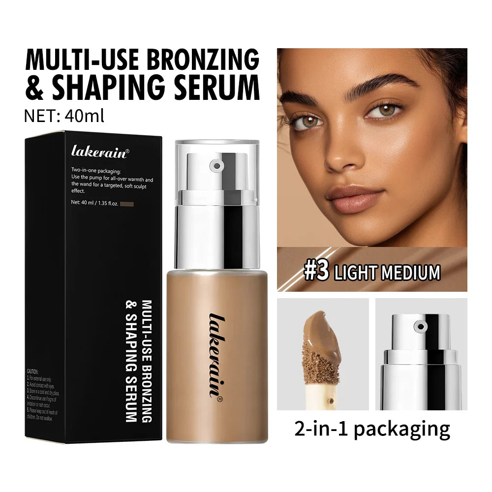 Long Lasting Foundation Serum With Bronzing Shaping Moisturizes Nourishes Skin Brighten Facial Contouring Concealer Cosmetics HIP 3Light Medium
