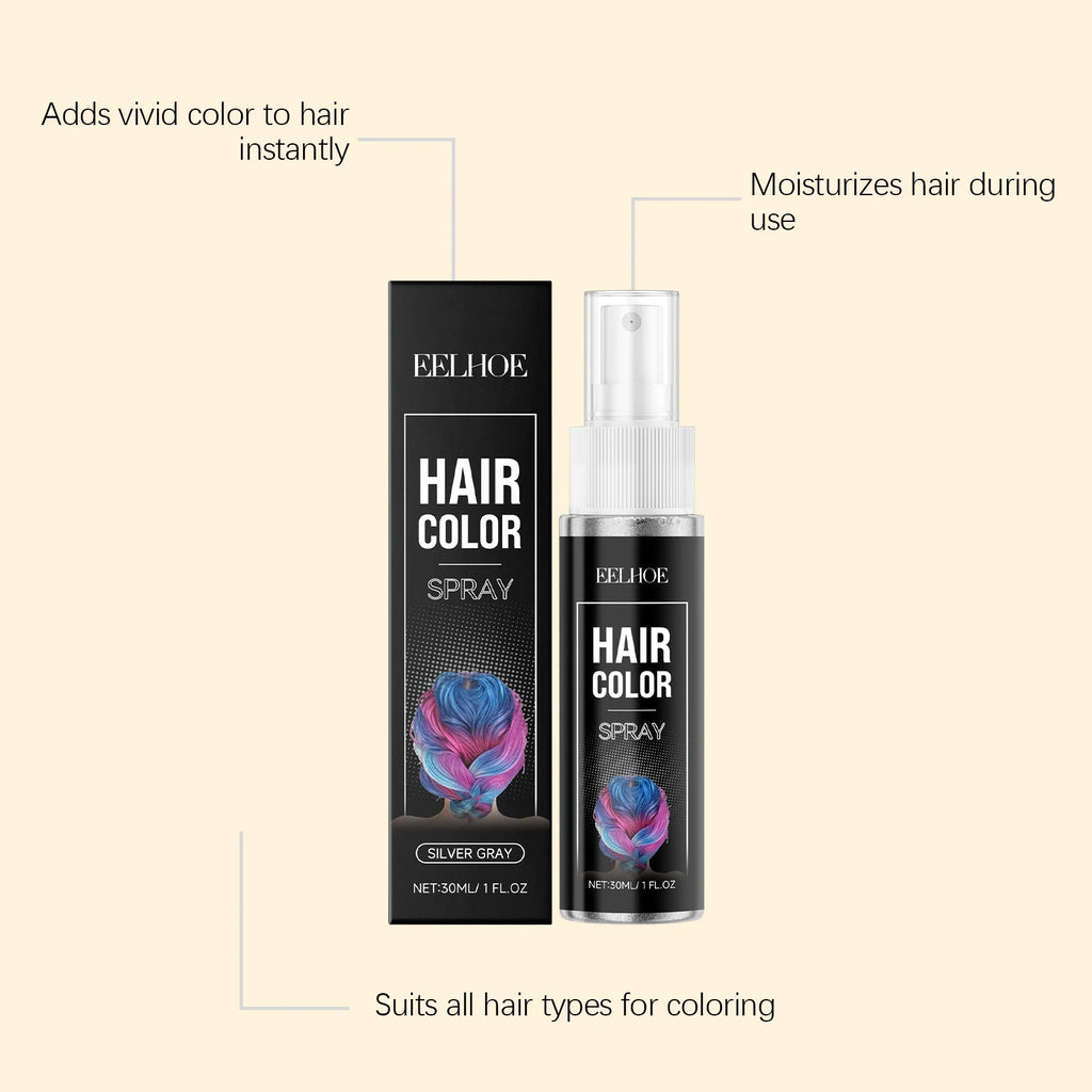Temporary Silver Gray Hair Spray – Washable Color, Quick-Dry Temporary Hair Color Spray HIP