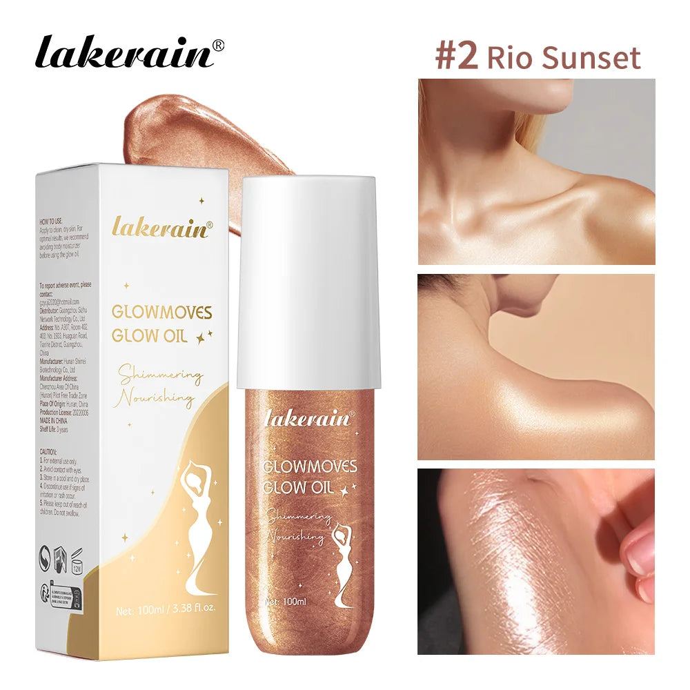 Body Care Glow Oil Glowmotions Glow Body Oil 100ml Hydrating Softening Brazilian Shimmer Bronze Non-Greasy Non-Sticky for Body C HIP 2Rio Sunset
