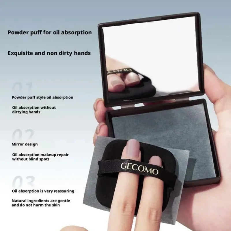 100-Sheet Bamboo Charcoal Oil Blotting Papers with Mirror Case Oil Blotting Sheets HIP