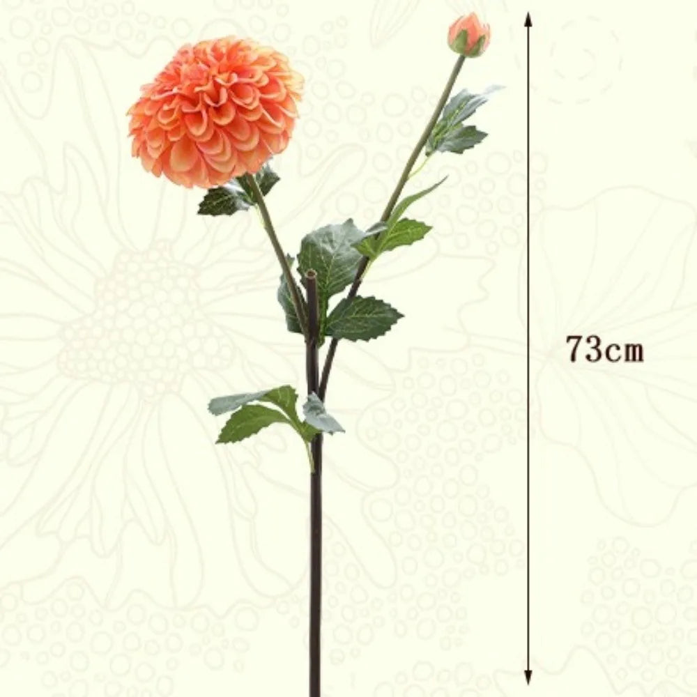 Silk Artificial Dahlia Flowers 2-Head Pink Faux Floral Stem Artificial Silk Flowers HIP