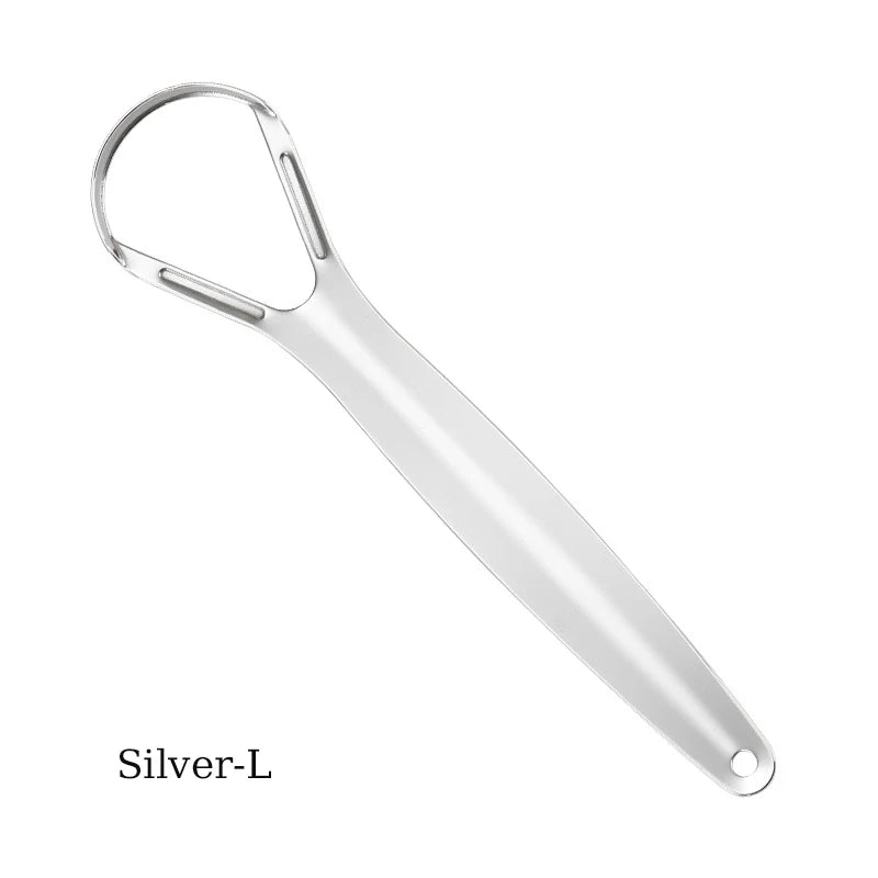 Stainless Steel Tongue Scraper – Fresh Breath Oral Care Tongue Scraper HIP C738-Silver-L-1pcs
