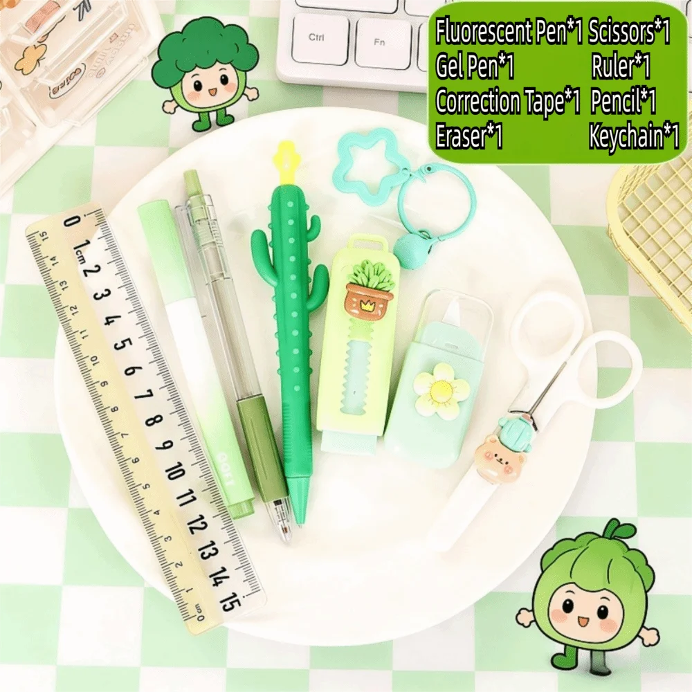Vegetable Stationery Set – Gel Pen, Highlighter & Eraser Kit Novelty Stationery Set HIP Cactus