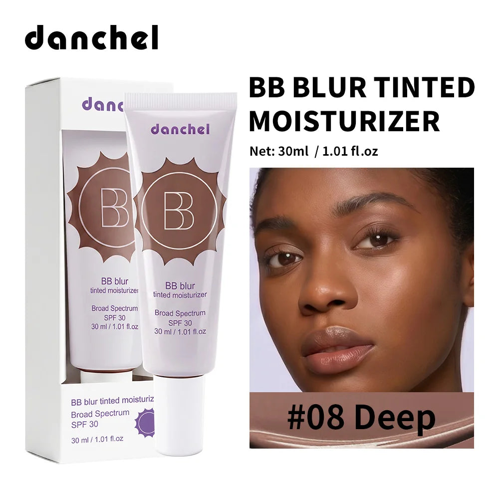 SPF30 BB Blur Tinted Moisturizer Medium Coverage Even Skin Tone Lightweight Sun Protection Face Makeup HIP 8Deep