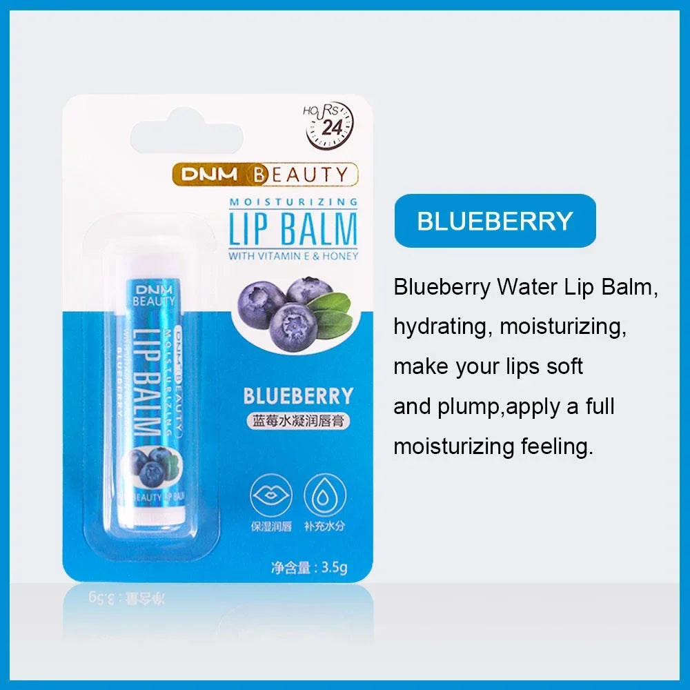 Fruit Lip Balm Winter Fashion Moisturizing Lip Oil Long-Lasting Clear Transparent Natural Aloe Lipstick Lip Care Lipstick Makeup HIP Blueberry