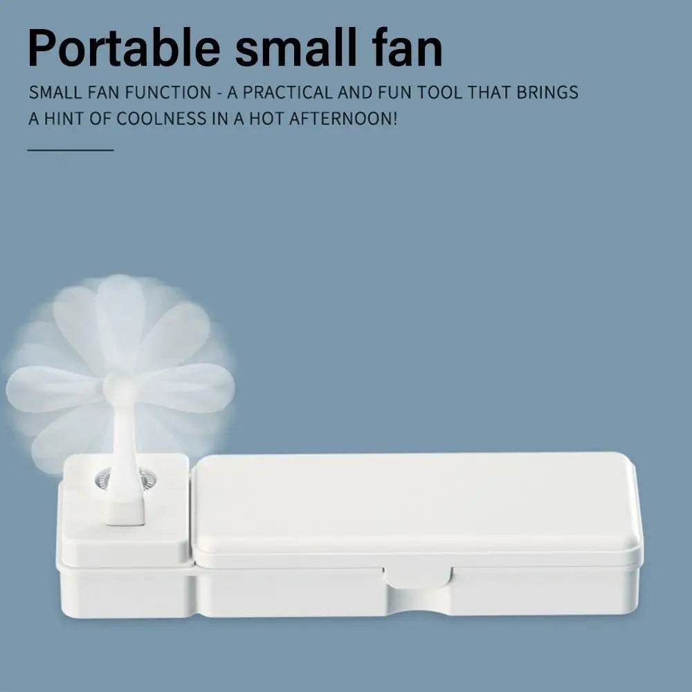 Double Layer Pencil Case with Fan, Desk Lamp & Compass Pencil Case Organizer HIP