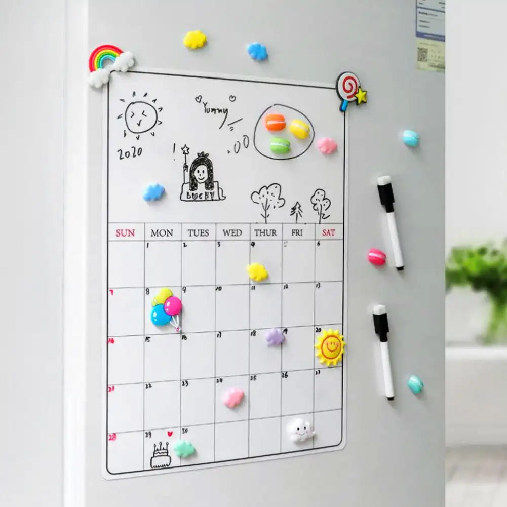Magnetic Dry Erase Monthly Calendar Set-Magnetic White Board Weekly Planner & Grocery List Organizer for Kitchen Refrigerator HIP