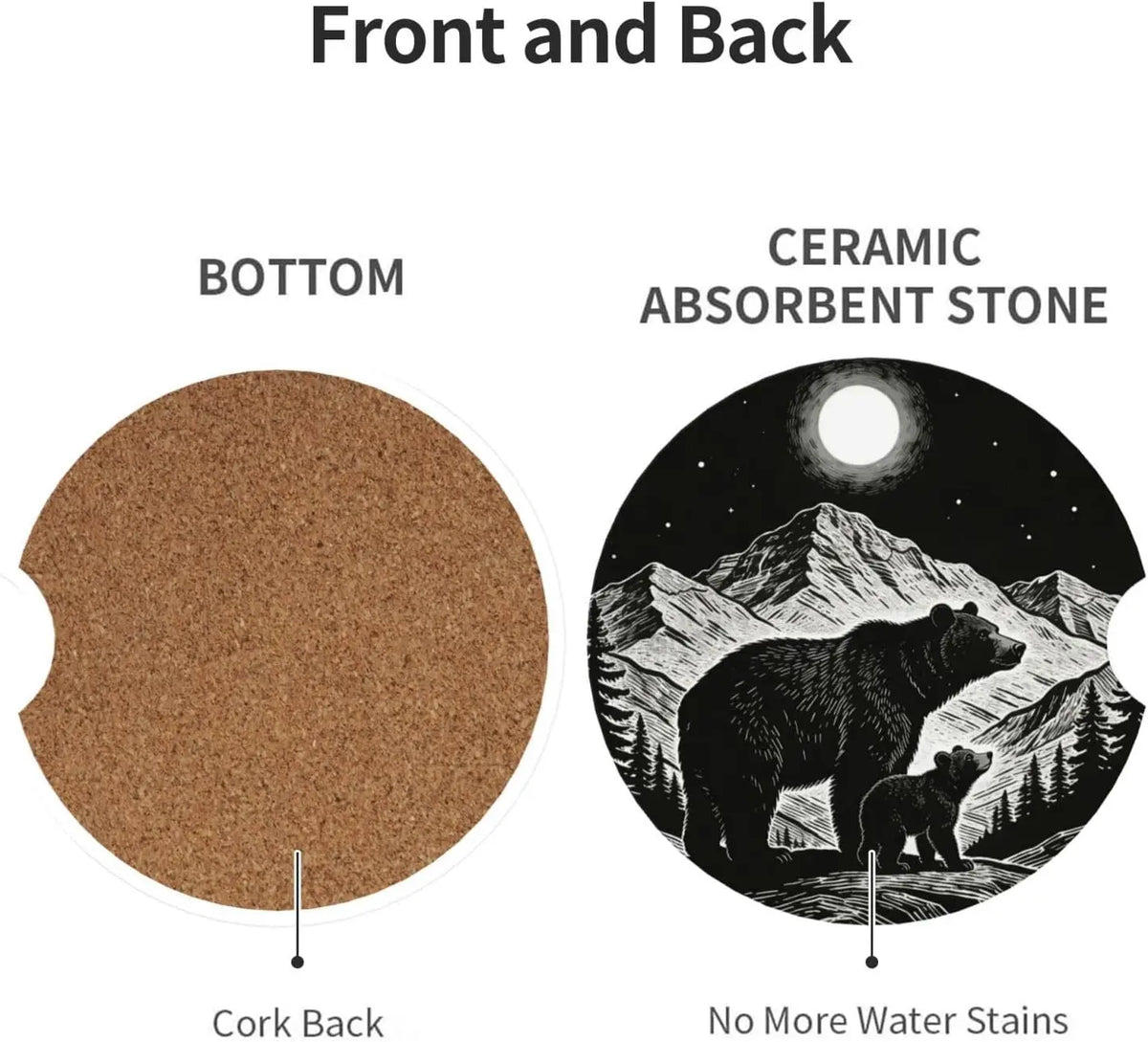 2-Pack Ceramic Car Cup Holder Coasters – Moon & Mountains Car Cup Coasters HIP