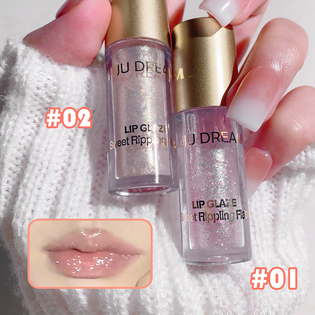 JUJU Dream Mirror Lip Gloss – Sparkling Clear Hydrating Glaze Lip Gloss HIP