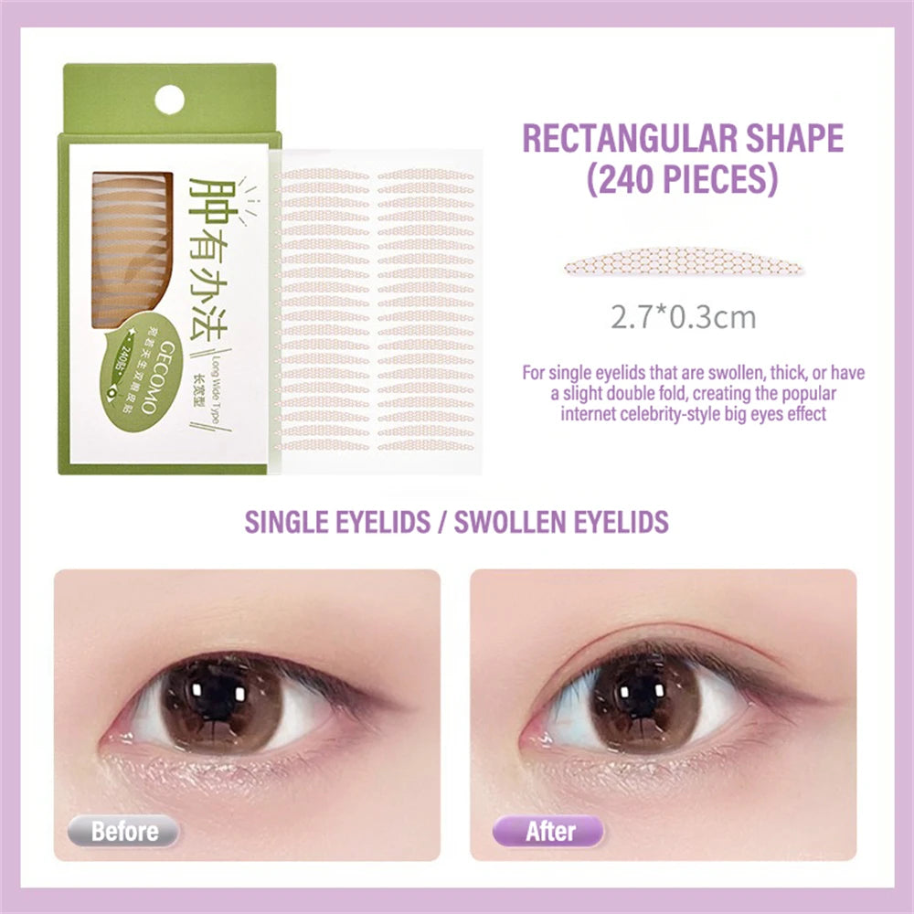 240 PCS Double Eyelid Stickers Natural Invisible And Long-lasting Shaping Big Eye Beauty Tapes For Single Eyelid Person Tools HIP 03Length Wild