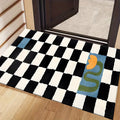 Checkered Floral Non-Slip Rug – Black & White Indoor Mat Decorative Area Rug HIP 1 40X60cm-Felt