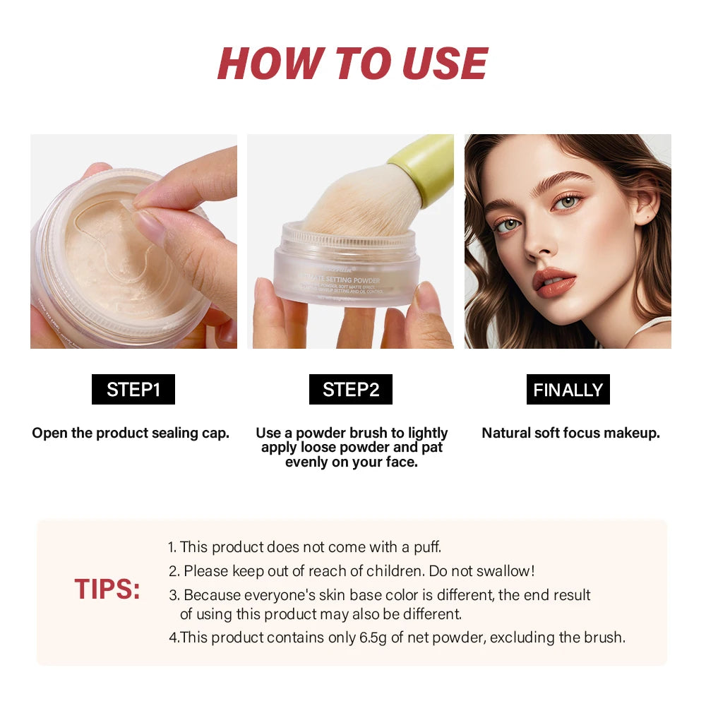 Setting Powder Ultimate Blurring Full Size long-Lasting Soft Matte Finish Oil Control and Makeup Fixation Modification one Size HIP