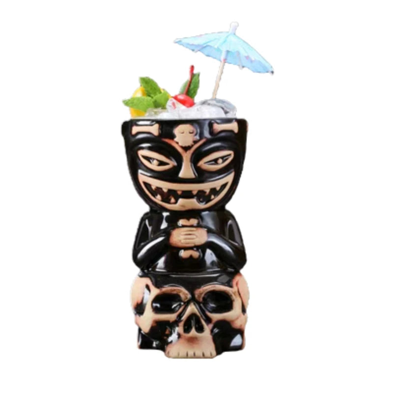 550ml Skull Ceramic Tiki Mug – Hawaiian Cocktail Cup Ceramic Tiki Mug HIP