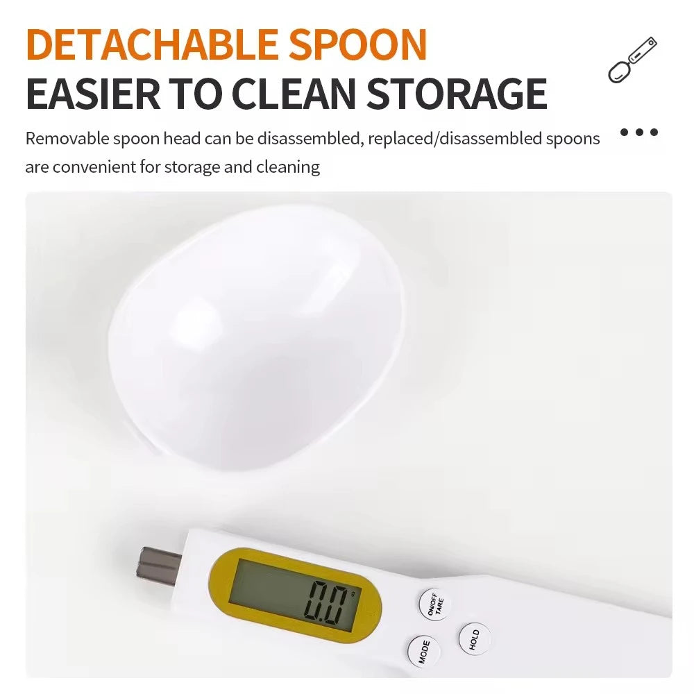 Digital Spoon Scale LCD Kitchen 0.1–500g – Tare & Hold Digital Kitchen Scale HIP