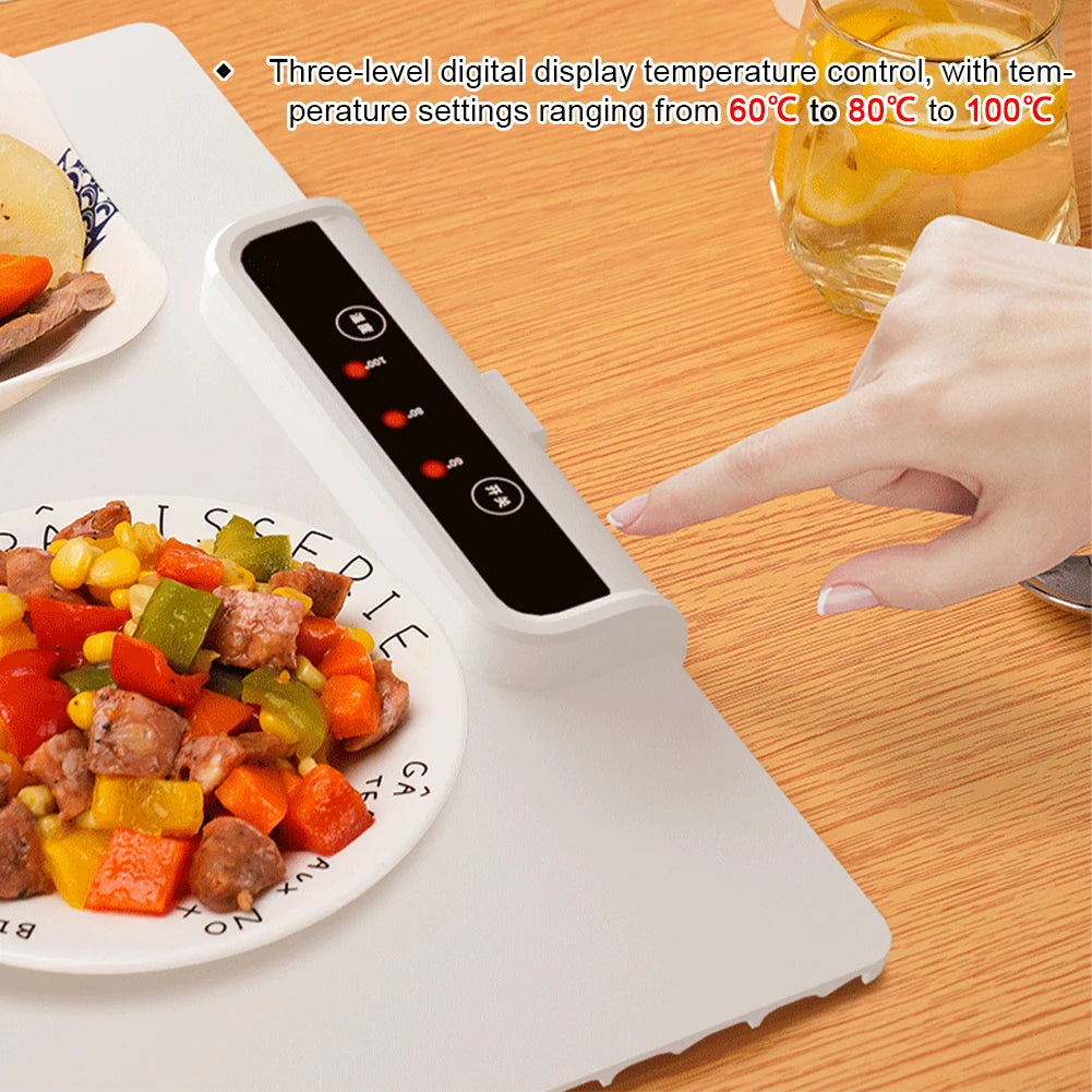Food Electric Warming Tray Fast Heating Foldable Food Warmer Plate 60°C-100°C Adjustable Temperature Keeps Food Hot Warming Tray HIP
