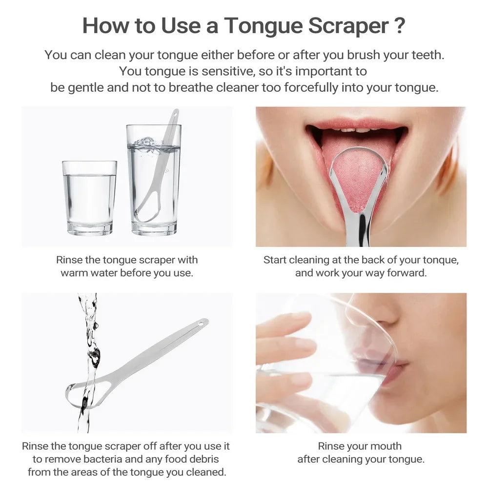 Stainless Steel Tongue Scraper – Fresh Breath Oral Care Tongue Scraper HIP