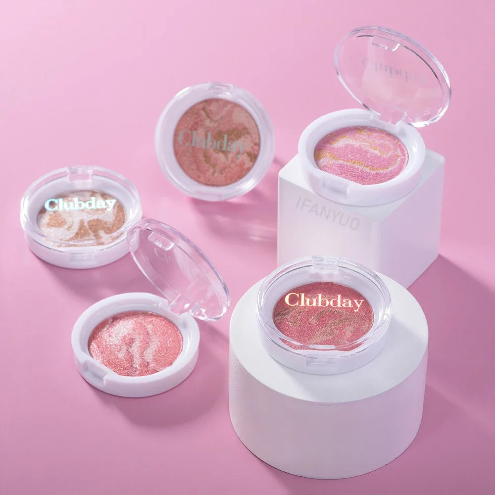 Marble Blush Palette Pearlescent Baked Brightening Blush Powder Cheek Tint Blusher Contour Highlighter Face Shadow Shimmer Rouge HIP