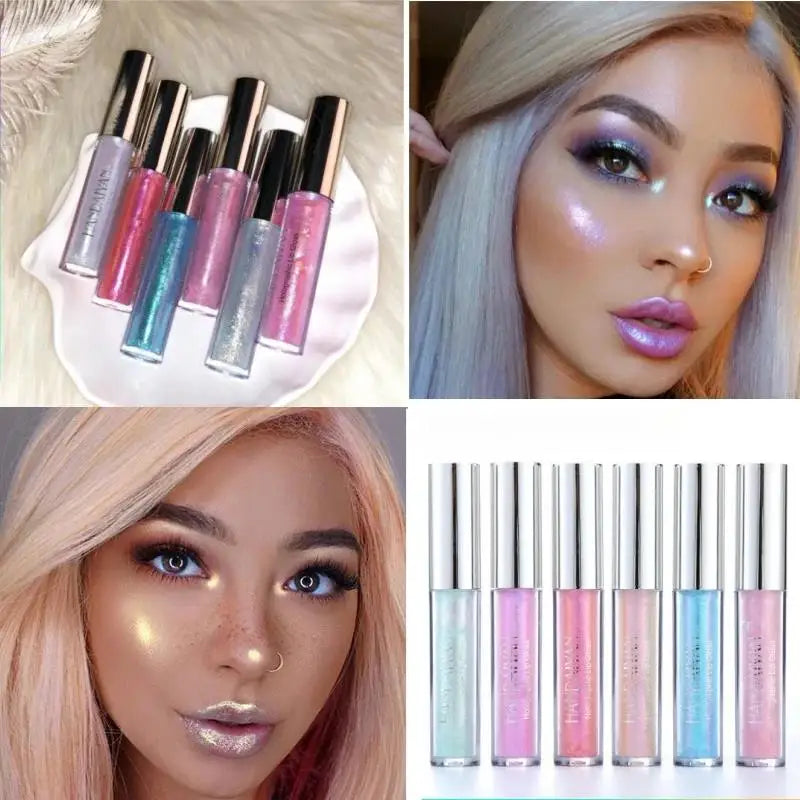 Handaiyan Mermaid Glitter Lip Gloss – 6 Shades, Long Lasting Glitter Lip Gloss HIP
