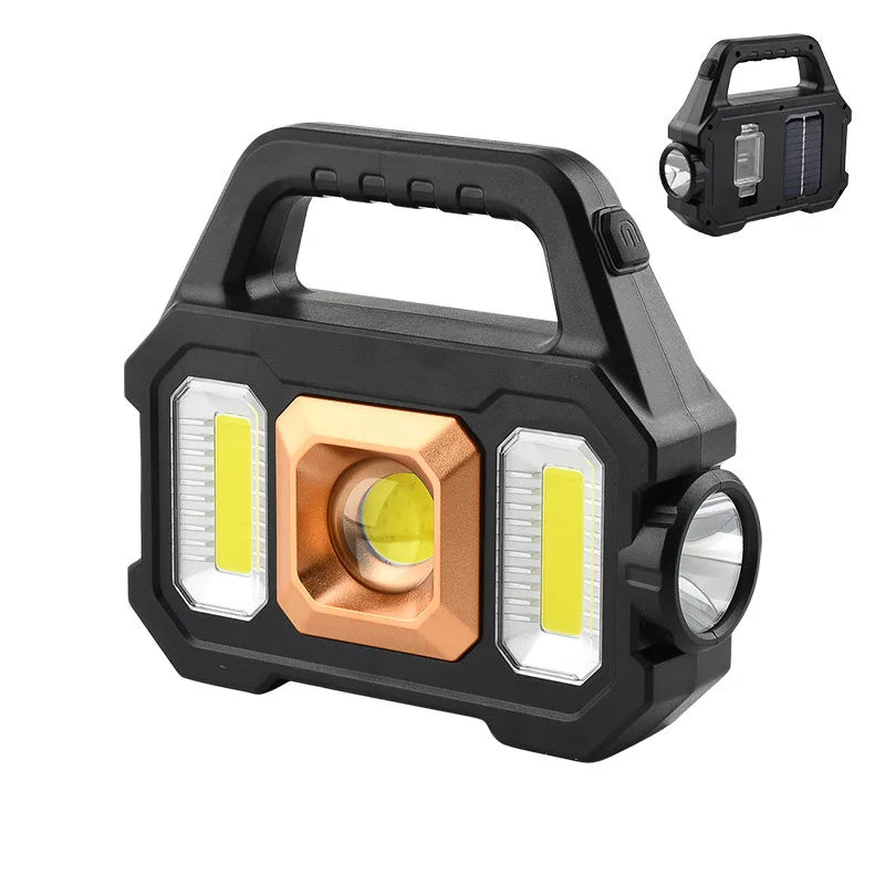 ESMARTER 1000-Lumen Solar Rechargeable LED Flashlight 6 Modes LED Flashlight HIP YD2205B GOLD