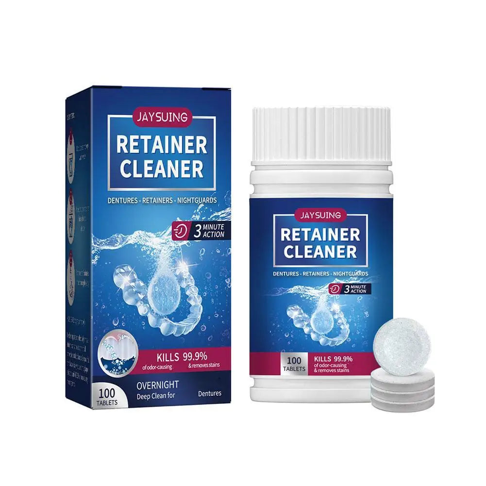 Jaysuing False Tooth Cleaning Tablets Denture Cleaning Tablets Removes Odor Orals Cleaning Retainer Cleaner Fresh Breath HIP 1PC